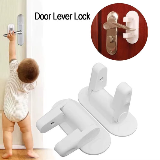 Door Lever Lock Universal Child Baby Safety Locks Handle Child Baby Punch-Free Multifunction Hidden Button Buckle Safety Lock