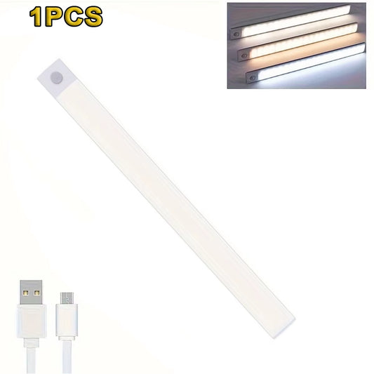 1-4 PCS Wireless Rechargeable LED Motion Sensor Cabinet Light for Closet, Kitchen, Wardrobe, Stairs - Battery Operated Night